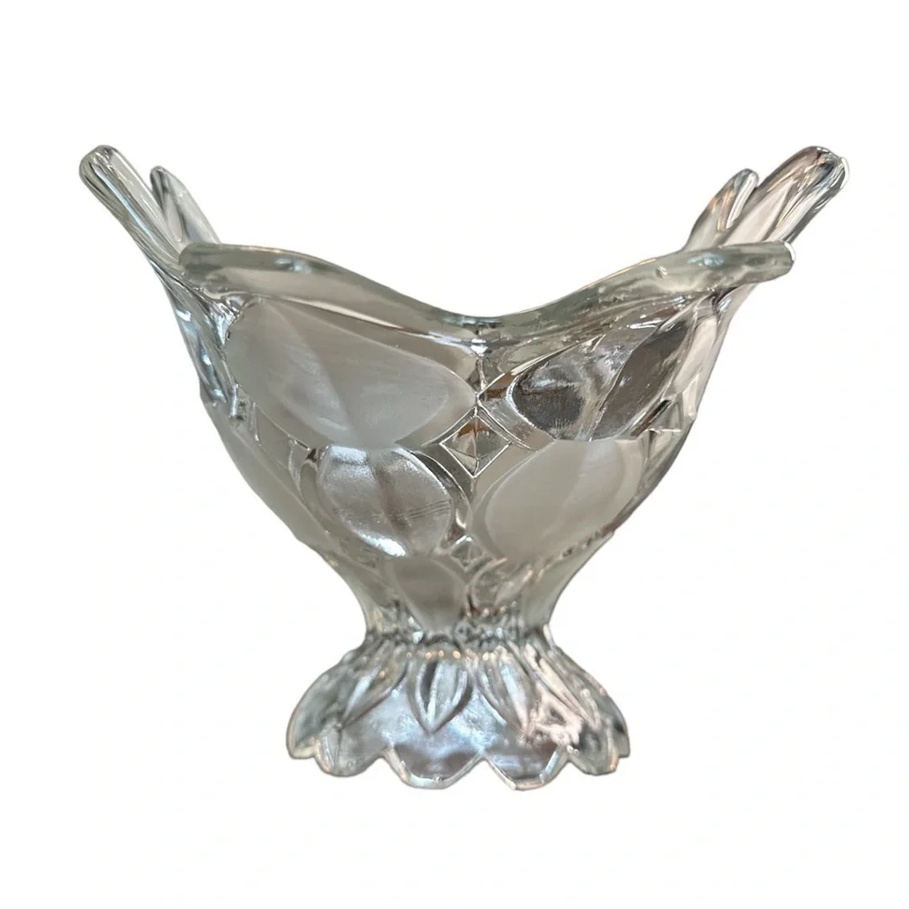 Crystal Clear Studios Moravia Hand Finished Crystal Oval Bowl With Fluted Edge
